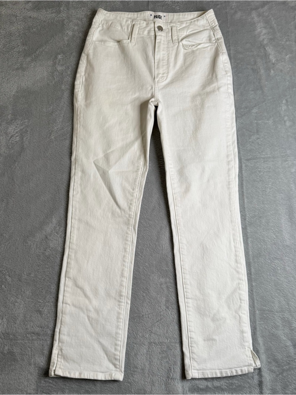 Paige Jeans Womens 26 White Hoxton Slim Mid Rise Denim Stretch Preppy Slit